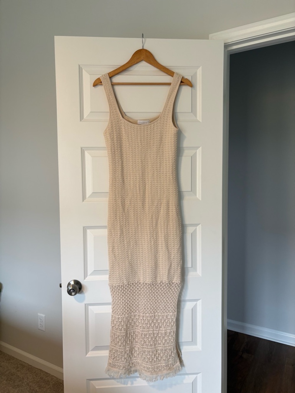 Cream Crochet Open Knit Maxi Cotton Dress House of Harlow Women’s Small